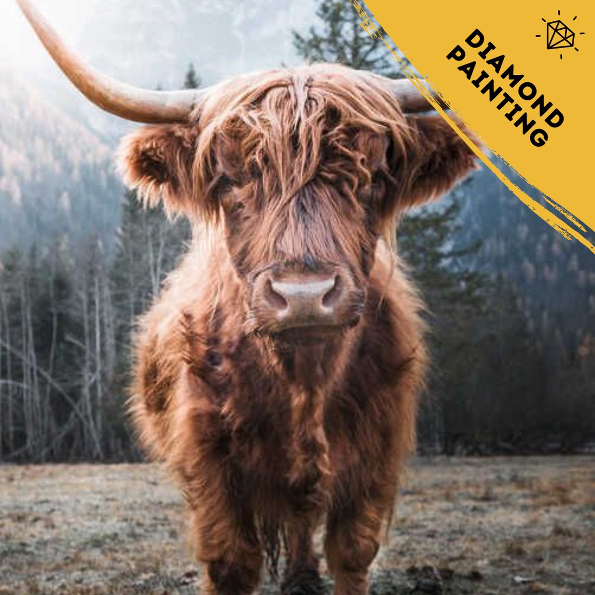 De Hobby Planeet | Diamond Painting Os 30x40cm - Diamond Painting Dieren - Diamond Painting Volwassenen - Diamond Painting Kinderen - Diamond Painting Pakket Volledig - Vierkante steentjes